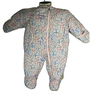 OshKosh B'Gosh Baby Girls Hooded Pram Pink Floral Puffer Suit With Cozy Lining